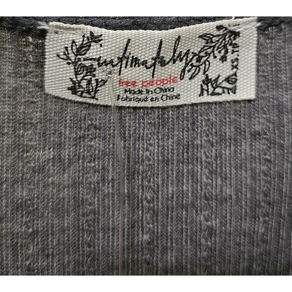 FREE PEOPLE Women's XS Only You Tank Top Ribbed Gray White Ribbon Trim NEW - Picture 3 of 6